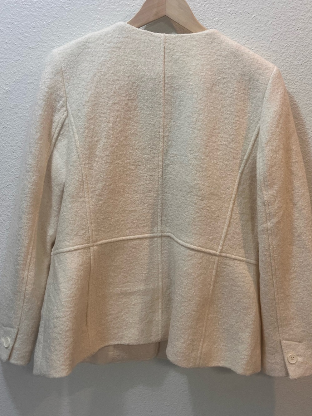 Talbots Cream Collarless Button-Front Jacket - Picture 6 of 10